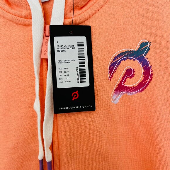 Peloton Lightweight Full Zip Hoodie in Peach/Orange (S) New With Tags - Picture 6 of 7